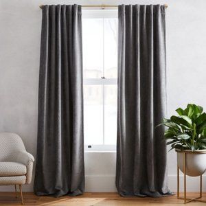 Pair of 2 West Elm Worn Velvet Curtains (grey)